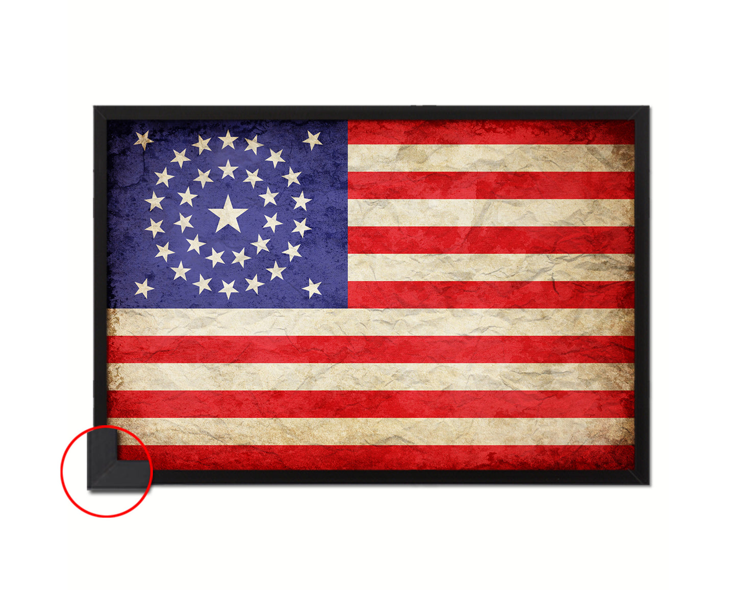 34 Stars Lincoln and Johnson Vintage Military Flag Framed Print Sign Decor Wall Art Gifts