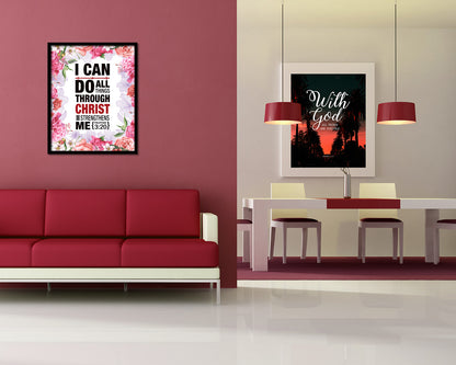 I can do all things through Christ who strengthens me, Philippians 3:20 Quote Framed Print Wall Art