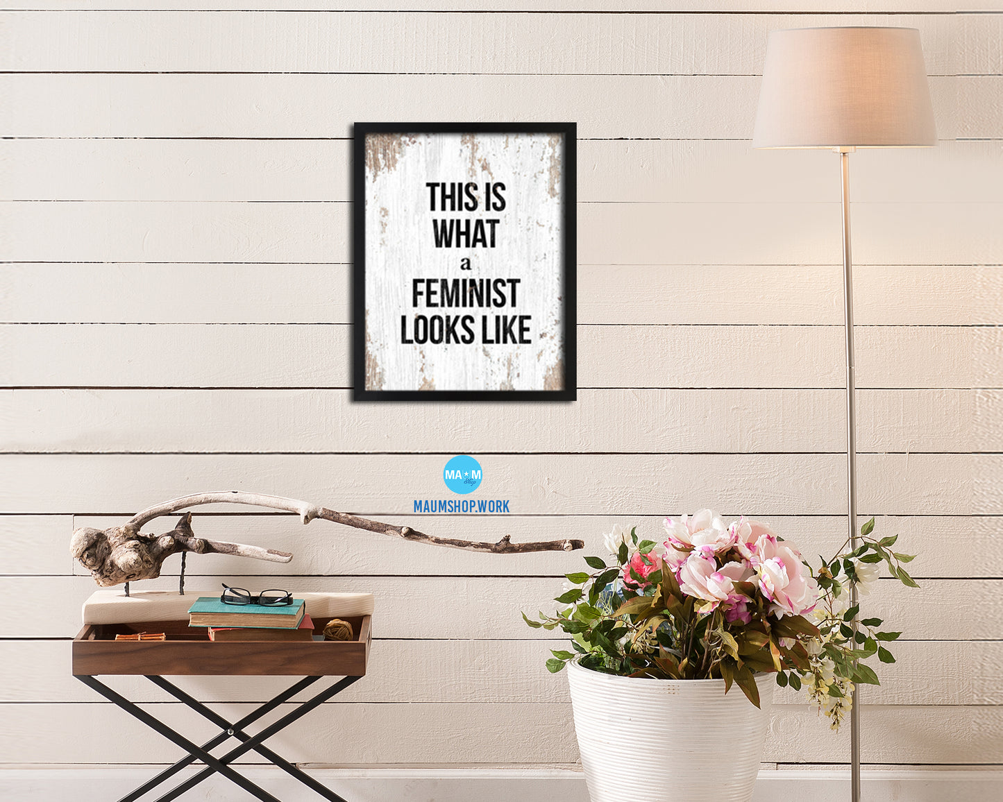 This is what a feminist looks like Rainbow Pride Peace Right Justice Poster Wood Frame Print Art