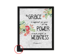 My Grace is sufficient for your for my Power Bible Scripture Verse Framed Print Wall Art Decor Gifts