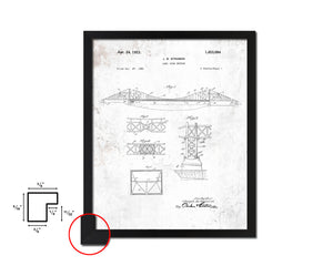 Long Span Bridge Vintage Patent Artwork Black Frame Print Wall Art Decor Gifts