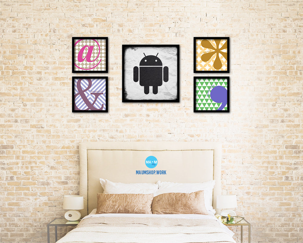 Android Social Media Symbol Icons logo Wood Framed Print Home Decor Wall Art Gifts