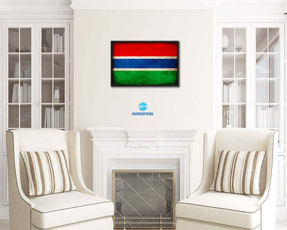 Gambia Country Vintage Flag Wood Framed Print Wall Art Decor Gifts