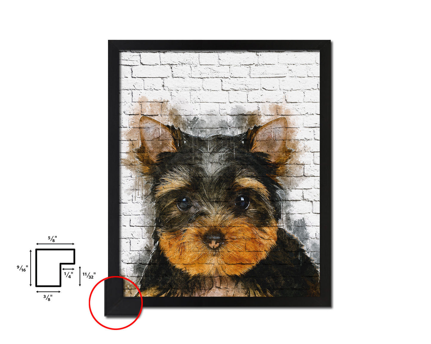 Yorkshire Terrier Dog Puppy Portrait Framed Print Pet Watercolor Wall Decor Art Gifts