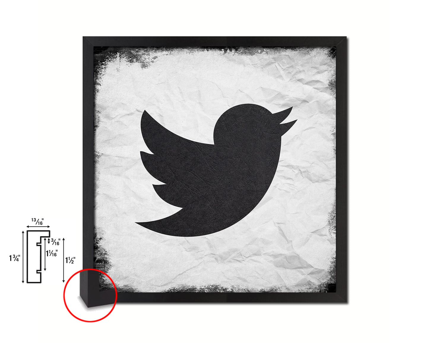 Twitter Social Media Symbol Icons logo Wood Framed Print Home Decor Wall Art Gifts