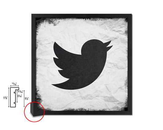 Twitter Social Media Symbol Icons logo Wood Framed Print Home Decor Wall Art Gifts