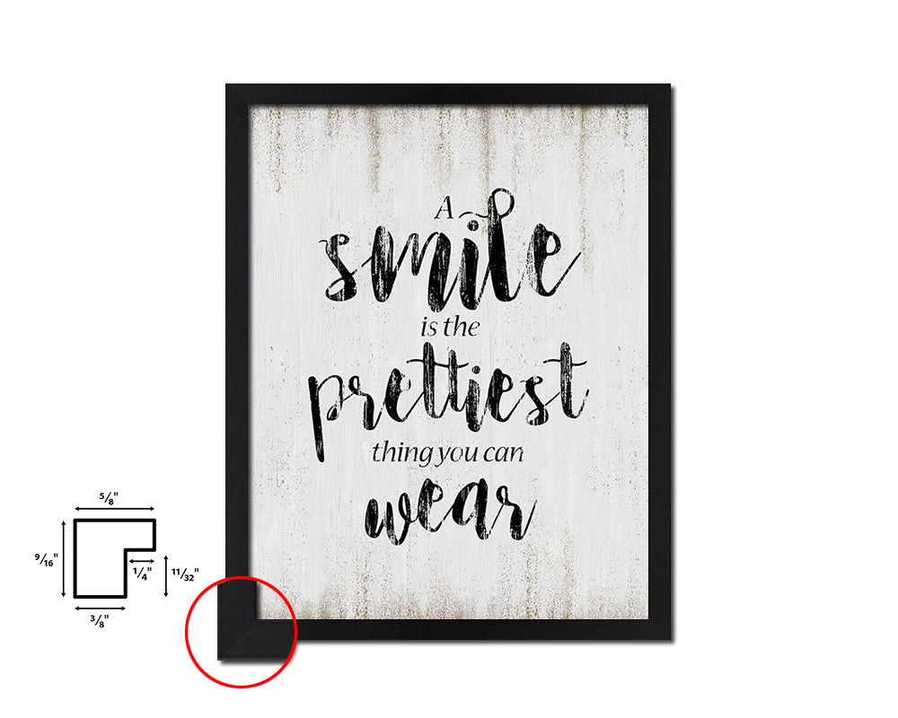 A smile is the best makeup Quote Wood Framed Print Wall Decor Art