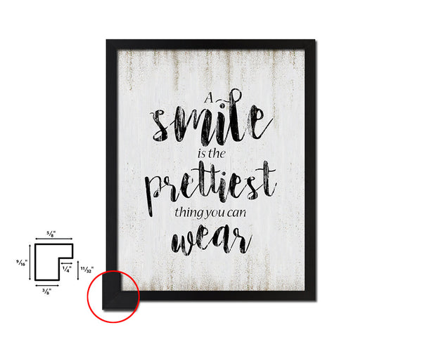 A smile is the best makeup Quote Wood Framed Print Wall Decor Art