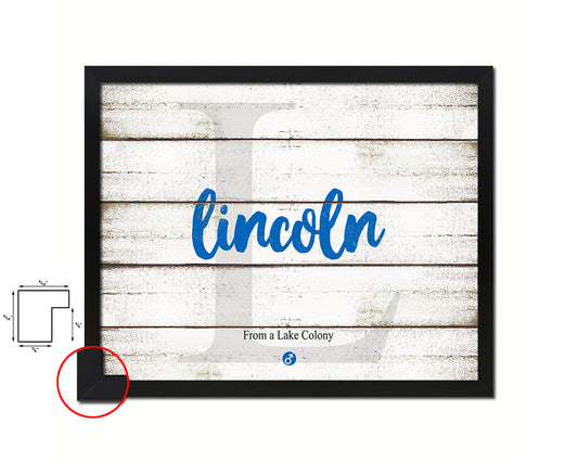 Lincoln Personalized Biblical Name Plate Art Framed Print Kids Baby Room Wall Decor Gifts