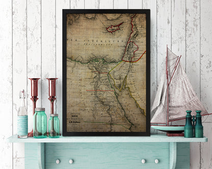 Egypt and Phoenicia Vintage Map Wood Framed Print Art Wall Decor Gifts
