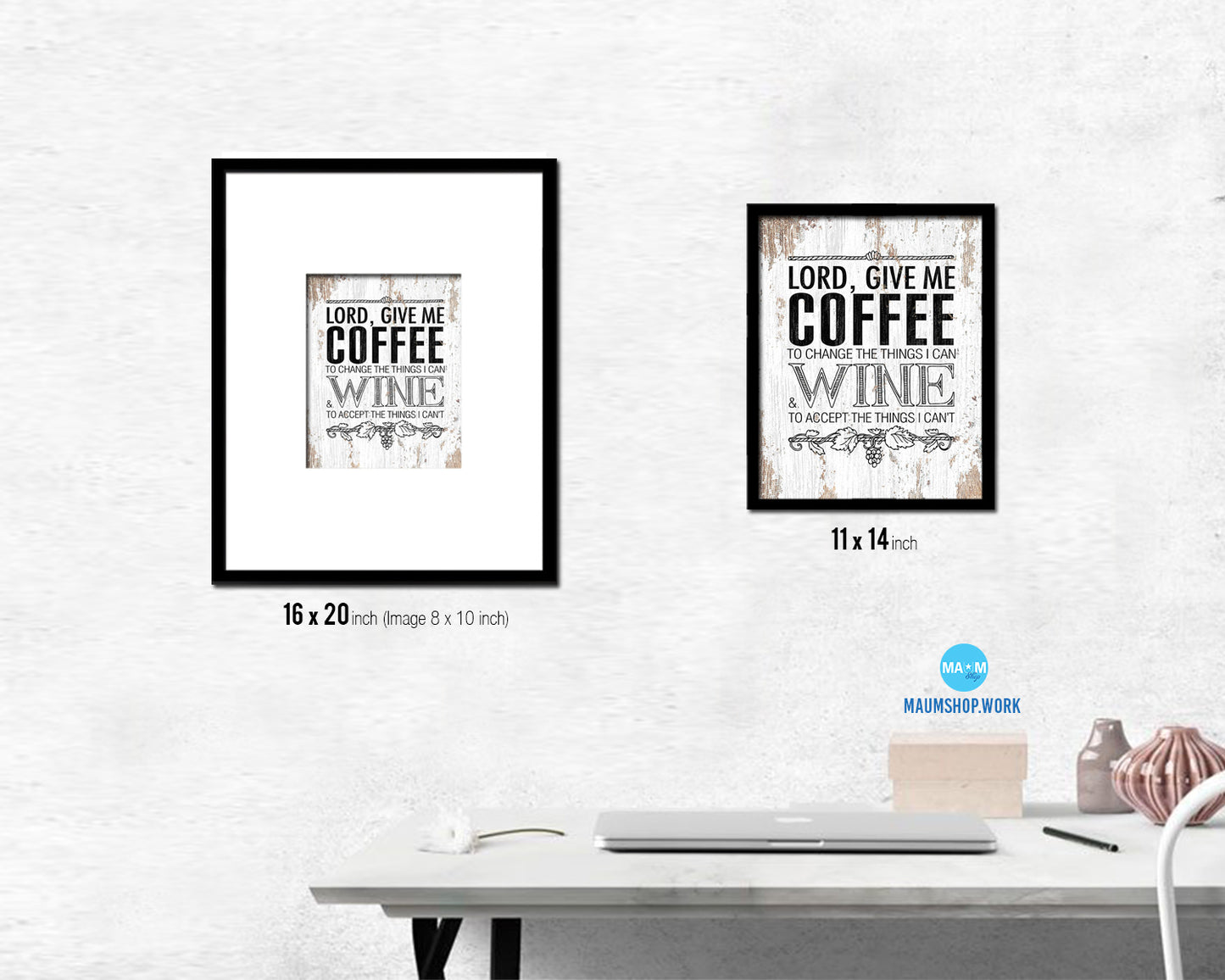 Lord, give me  coffee to  change the things I can Words Wood Framed Print Wall Decor Art Gifts