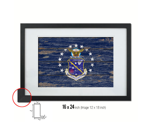 181st Intelligence Wing Vintage Emblem Flag Wood Frame Paper Print Wall Art Decor Gifts
