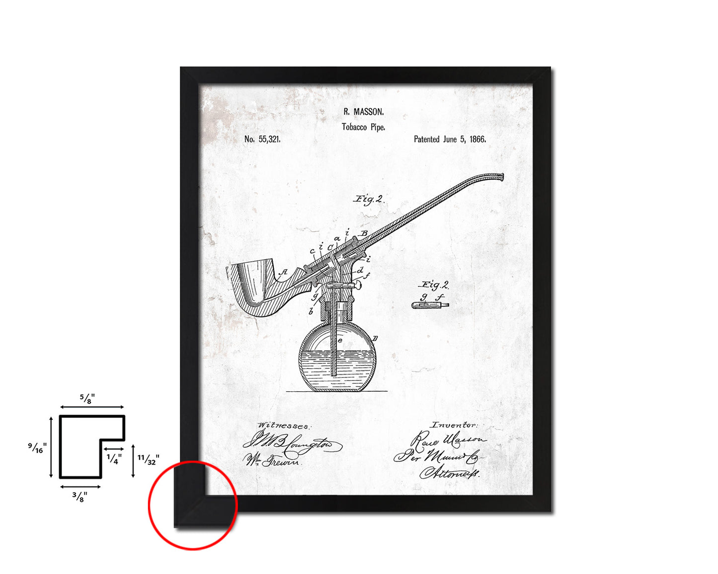 Pipe Tobacco Vintage Patent Artwork Black Frame Print Wall Art Decor Gifts