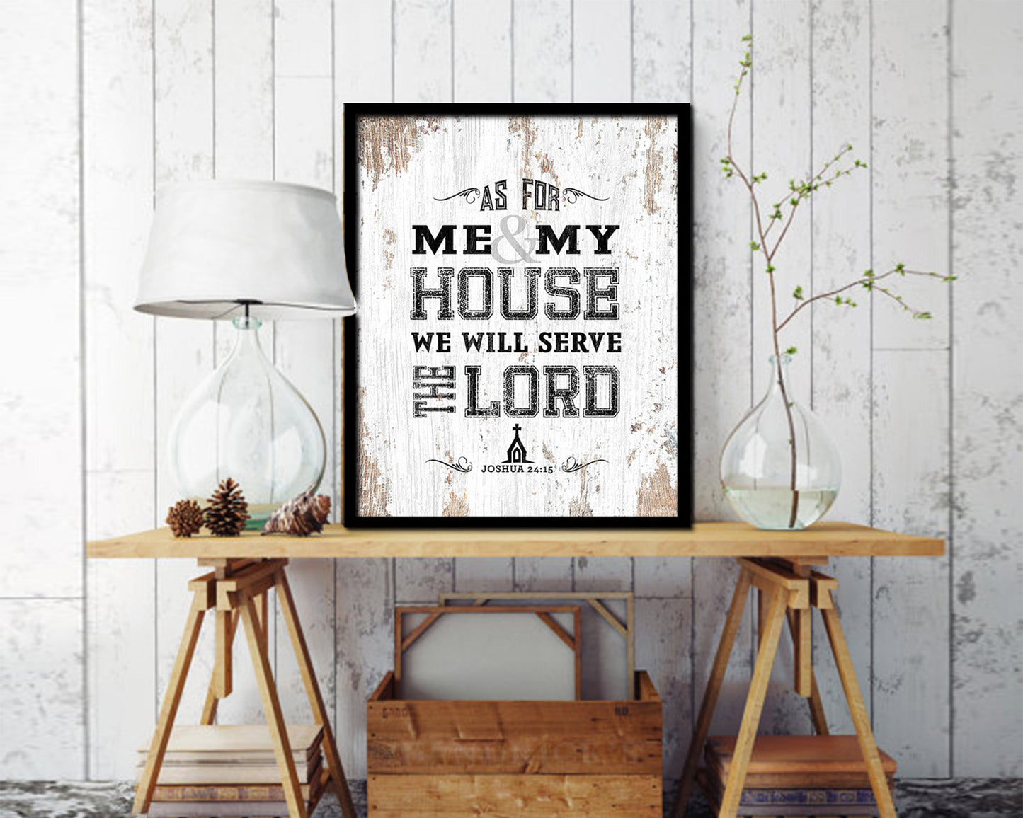 As for me & my house, we will serve the Lord Quote Wood Framed Print Home Decor Wall Art Gifts