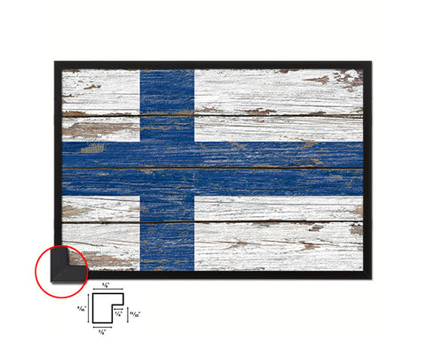 Finland Country Wood Rustic National Flag Wood Framed Print Wall Art Decor Gifts