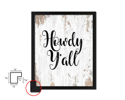 Howdy y'all Quote Framed Artwork Print Home Decor Wall Art Gifts