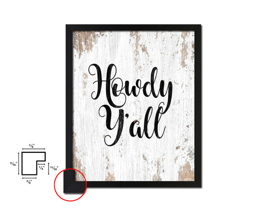 Howdy y'all Quote Framed Artwork Print Home Decor Wall Art Gifts