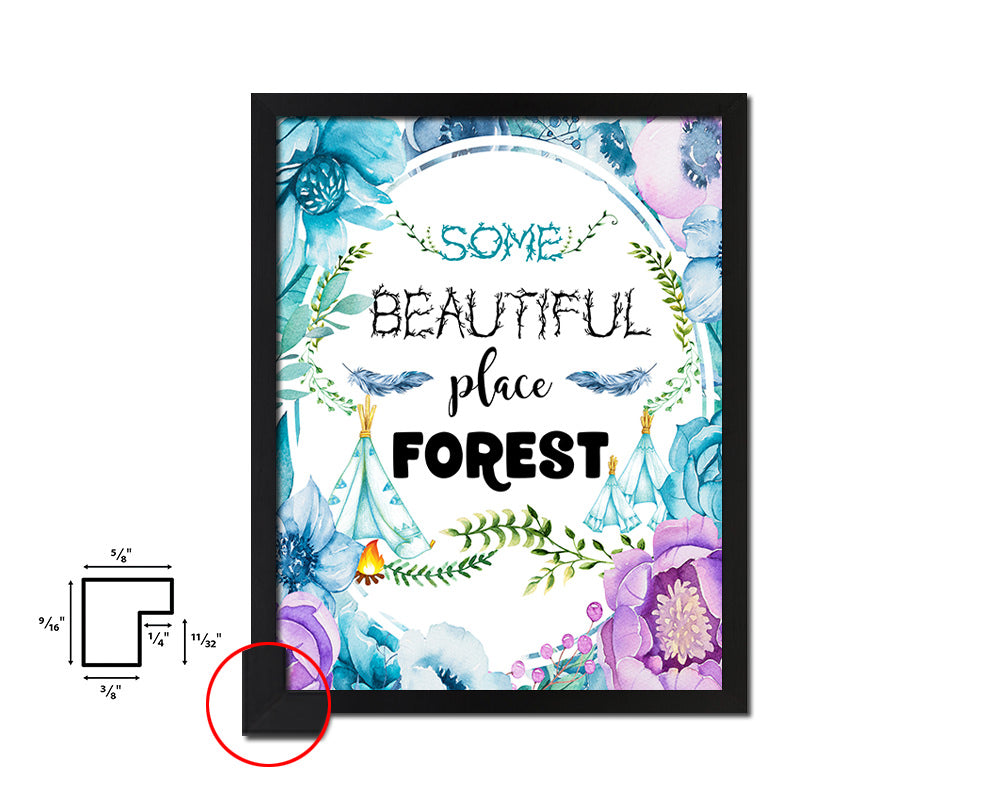 Some beautiful place forest Quote Boho Flower Framed Print Wall Decor Art