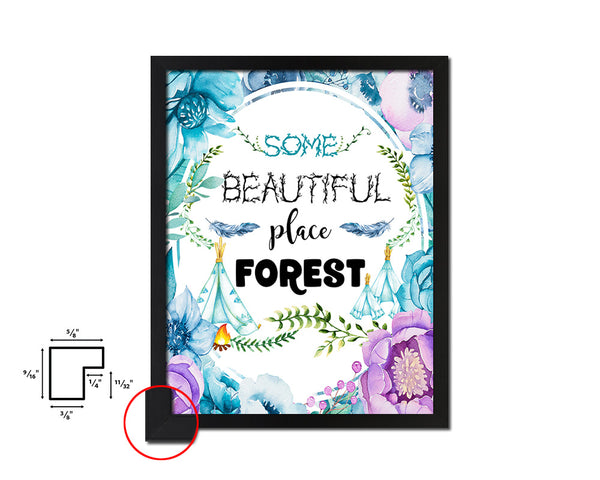 Some beautiful place forest Quote Boho Flower Framed Print Wall Decor Art