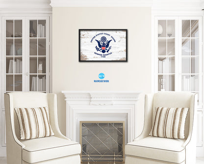 US Coast Guard Shabby Chic Military Flag Framed Print Decor Wall Art Gifts