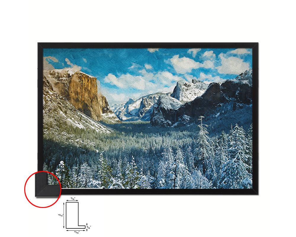 Yosemite National Park CA Winter View of El Capitan Bridal Veil Falls and Half Dome Landscape Art