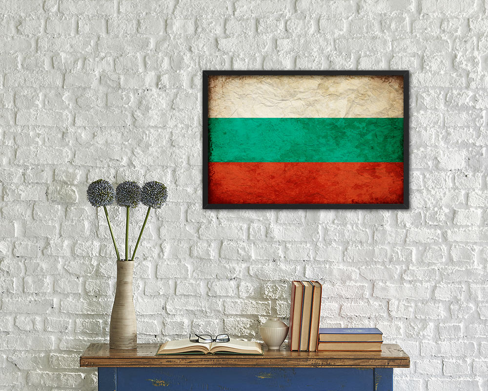 Bulgaria Country Vintage Flag Wood Framed Print Wall Art Decor Gifts