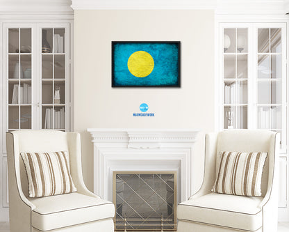 Palau Country Vintage Flag Wood Framed Print Wall Art Decor Gifts