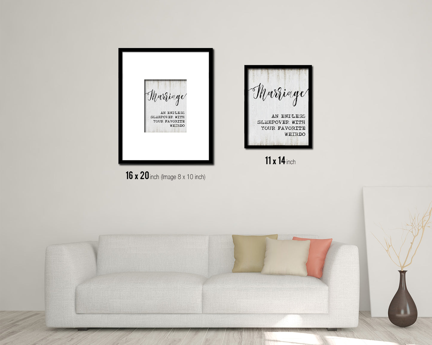Marriage an endless sleepover Quote Wood Framed Print Wall Decor Art