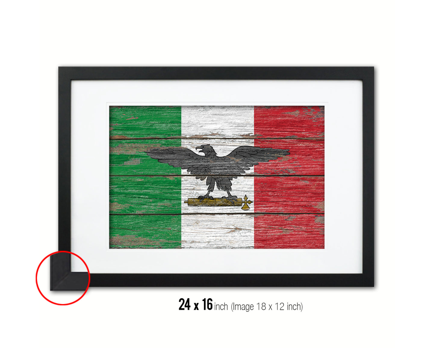 Italy War Eagle Italian Military Wood Rustic Flag Wood Framed Print Wall Art Decor Gifts
