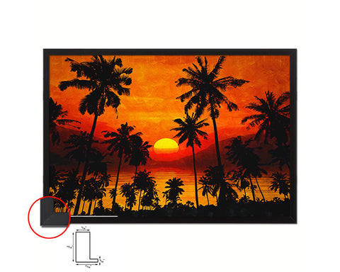 Palm Trees Sunset Artwork Painting Print Art Frame Home Wall Decor Gifts