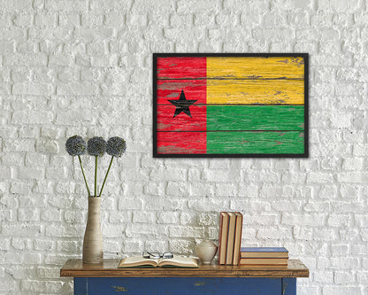 Guinea Bissau Country Wood Rustic National Flag Wood Framed Print Wall Art Decor Gifts