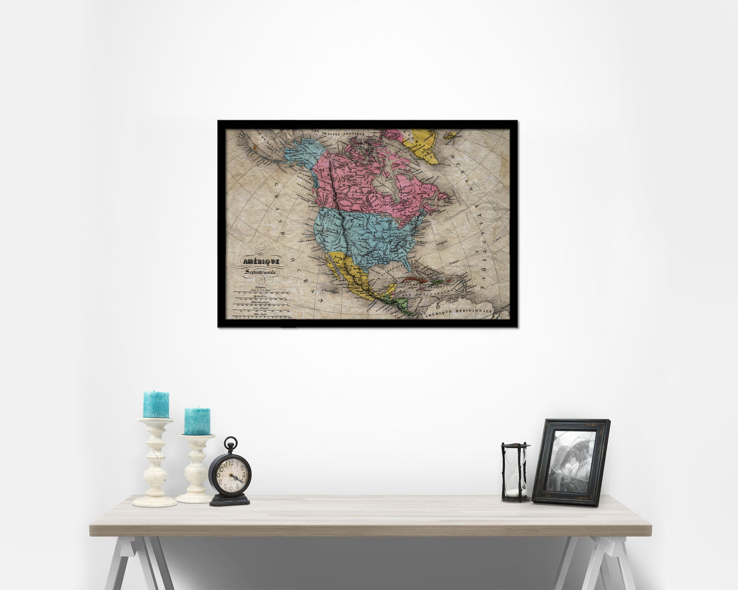 North America United States Canada Mexico Historical Map Framed Print Art Wall Decor Gifts