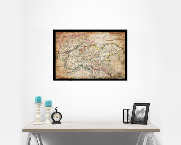 Northern Italy Antique Map Framed Print Art Wall Decor Gifts