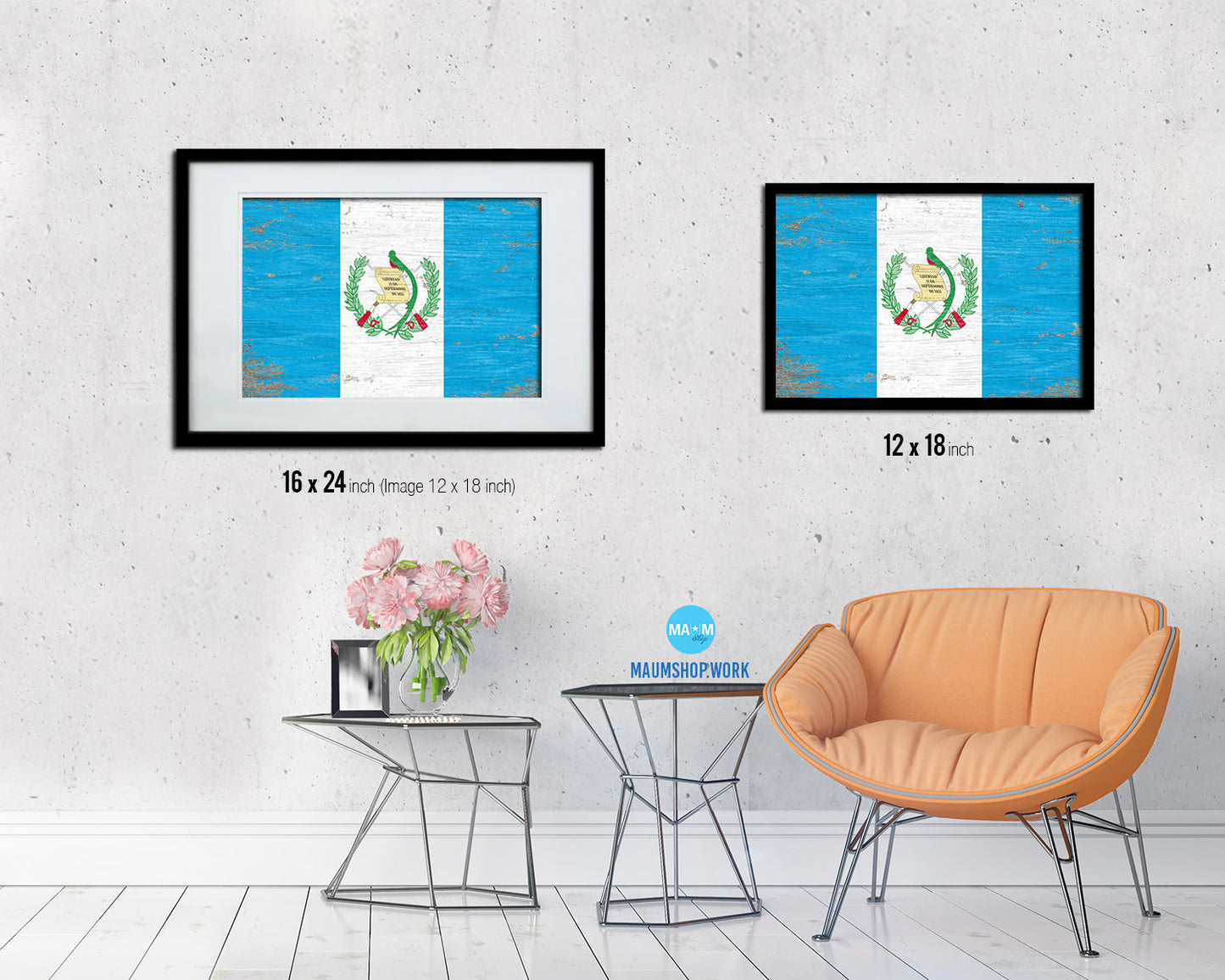 Guatemala Shabby Chic Country Flag Wood Framed Print Wall Art Decor Gifts