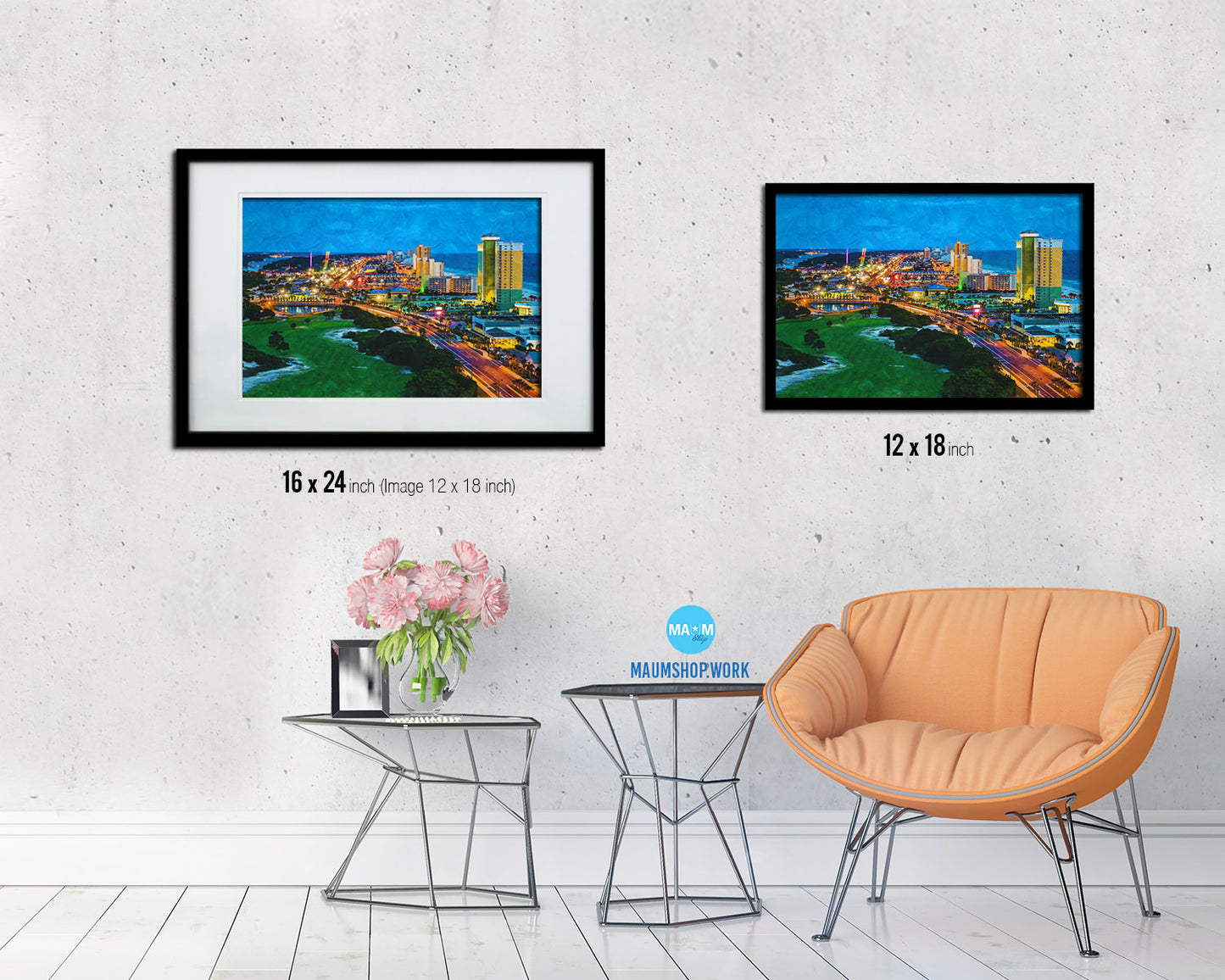 Panama City Beach Florida view of Front Beach Road at night during blue hour Landscape Art