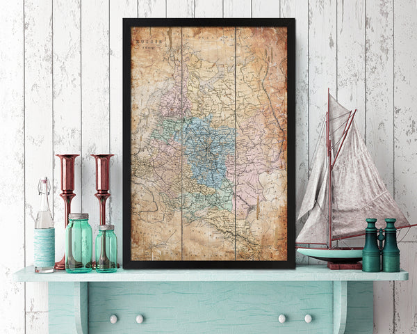 Russia Europe Antique Map Wood Framed Print Art Wall Decor Gifts