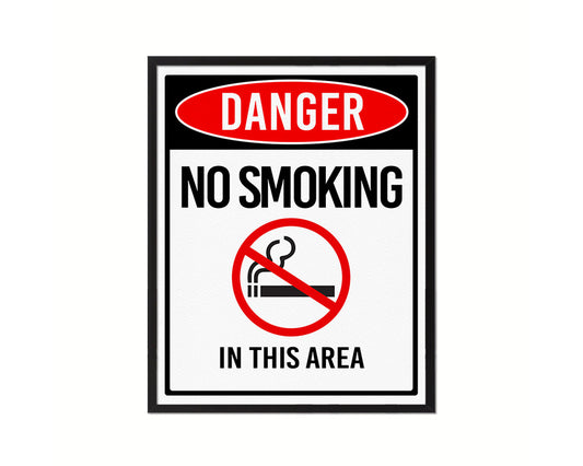 No smoking in this area Notice Danger Sign Framed Print Home Decor Wall Art Gifts
