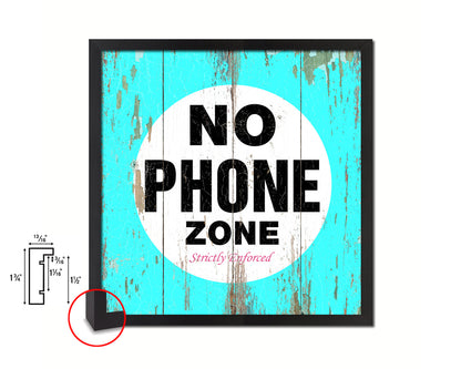 No Phone Zone Shabby Chic Sign Wood Framed Art Paper Print Wall Decor Gifts