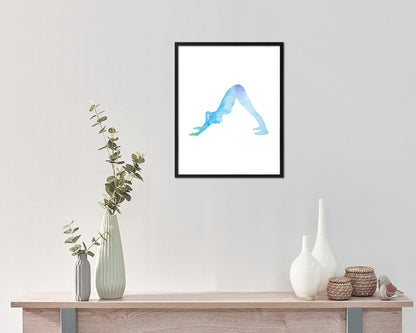 Downward Facing Dog Adho Mukha Sanasana Yoga Wood Framed Print Wall Decor Art Gifts