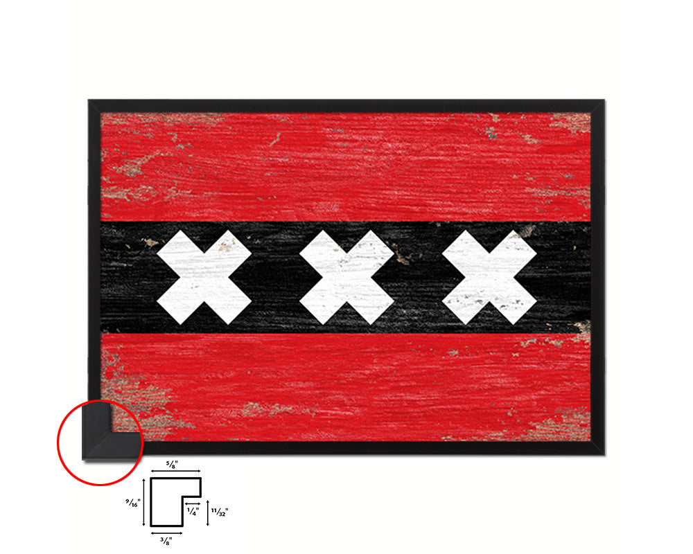 Amsterdam City Netherlands Country Shabby Chic Flag Framed Prints Decor Wall Art Gifts