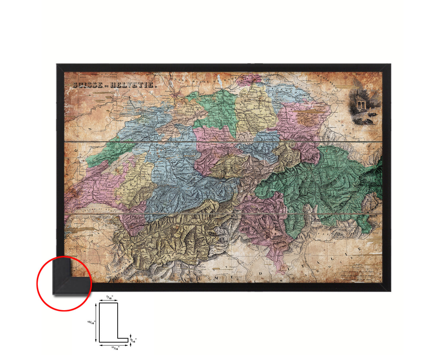 Switzerland the 19th Century Trousset Encyclopedia 1886-1891 Antique Map Print Art Frame