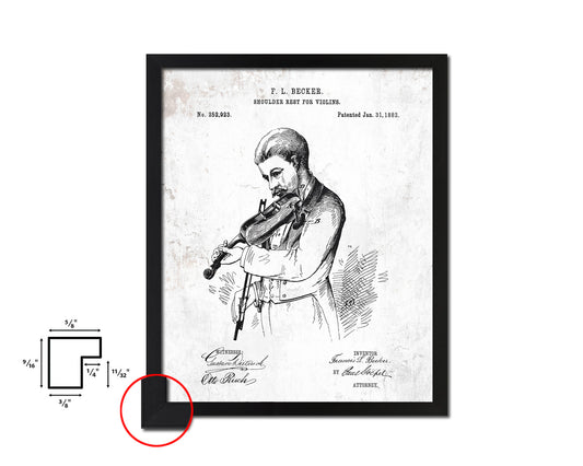 Shoulder Rest for Violins Music Vintage Patent Artwork Black Frame Print Gifts