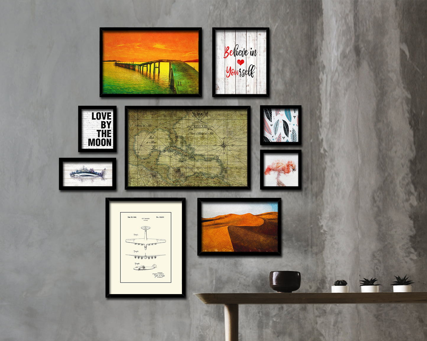 Caribbean Historical Map Framed Print Art Wall Decor Gifts