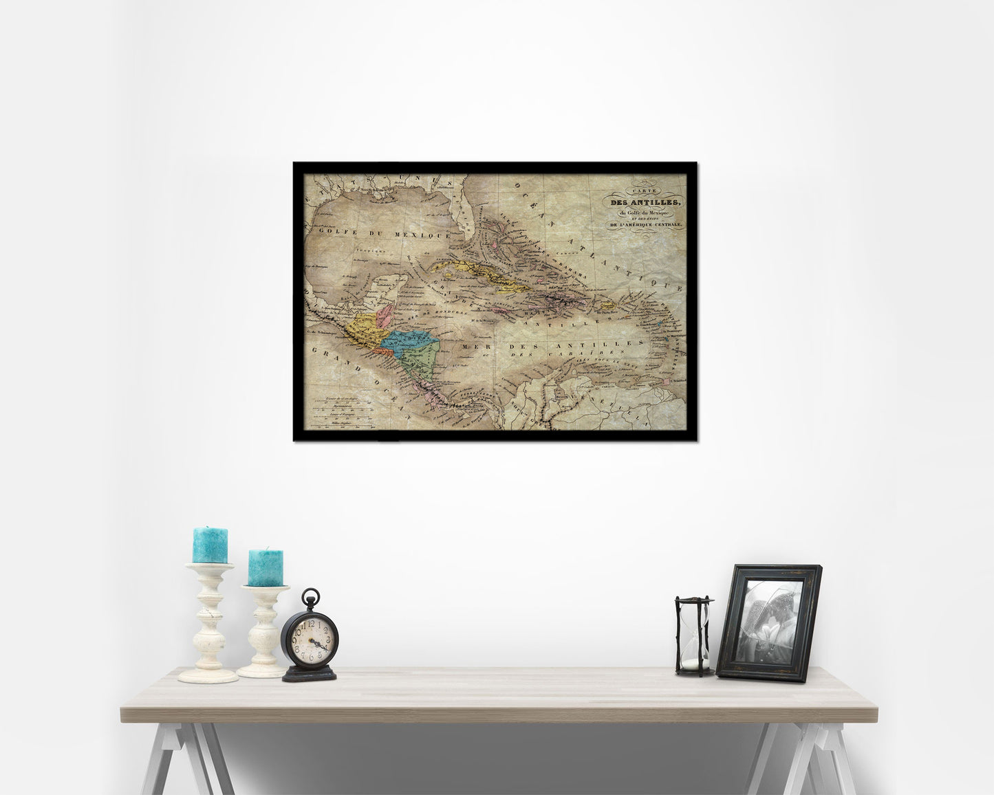 West Indies Caribbean 1870 Historical Map Framed Print Art Wall Decor Gifts