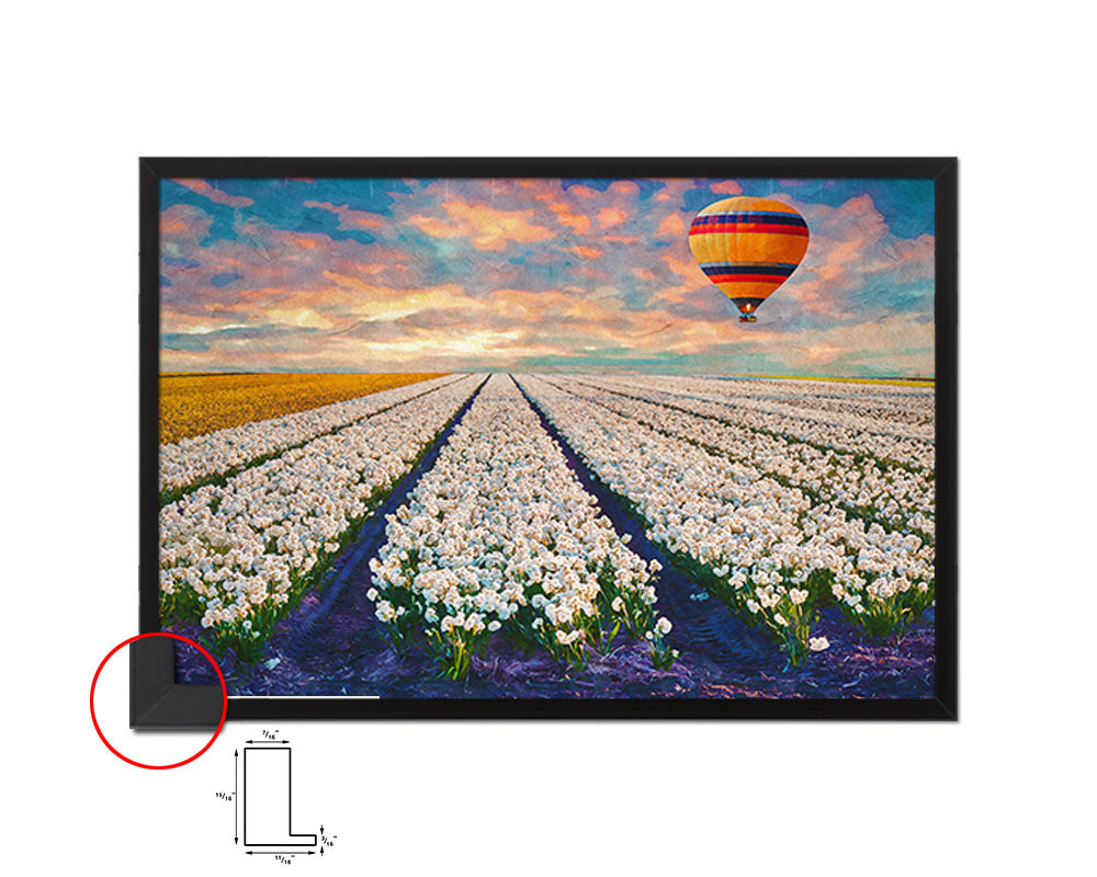 Tulip field of blooming White Landscape Painting Print Art Frame Home Wall Decor Gifts