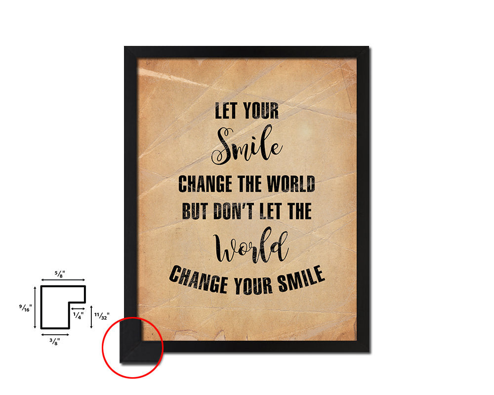 Let your smile change the world Quote Paper Artwork Framed Print Wall Decor Art
