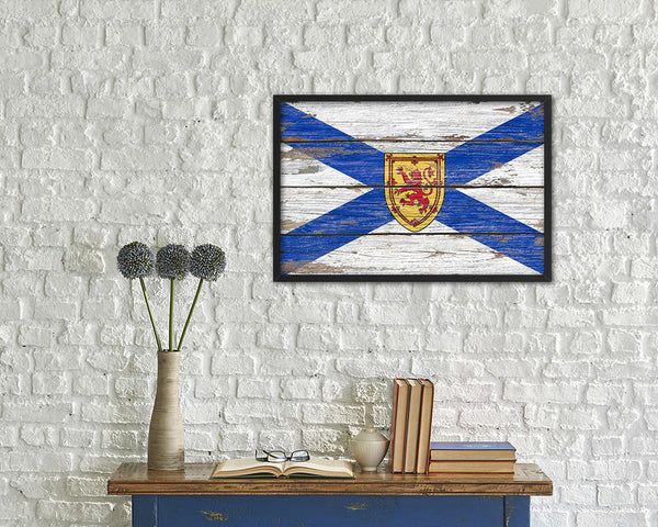 Nova Scotia Province City Canada Country Rustic Flag Wood Framed Paper Prints Decor Wall Art Gifts