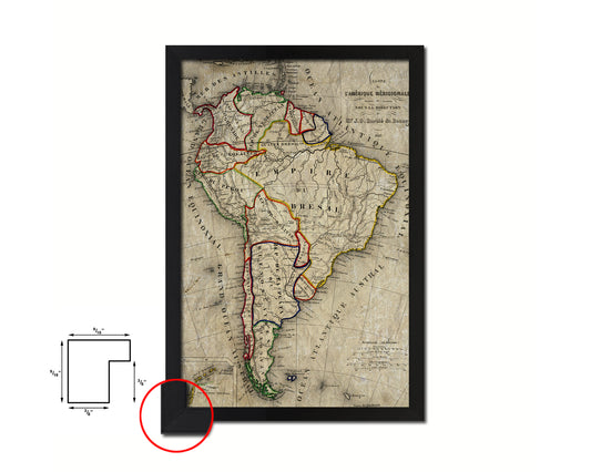 South America 1894 Historical Map Wood Framed Print Art Wall Decor Gifts