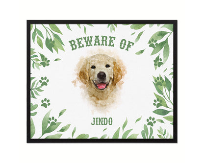 Beware of Jack Russell Terrier Sign Wood Framed Print Wall Art Decor Gifts