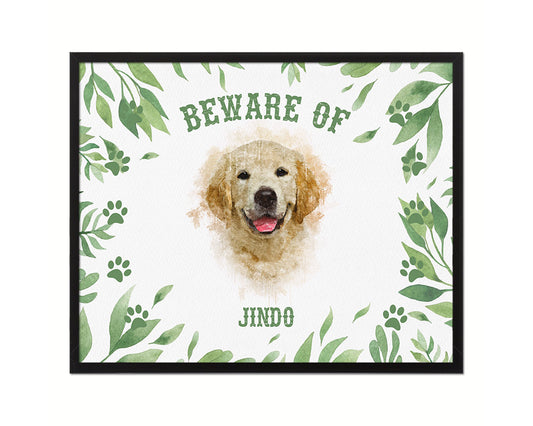 Beware of Jack Russell Terrier Sign Wood Framed Print Wall Art Decor Gifts